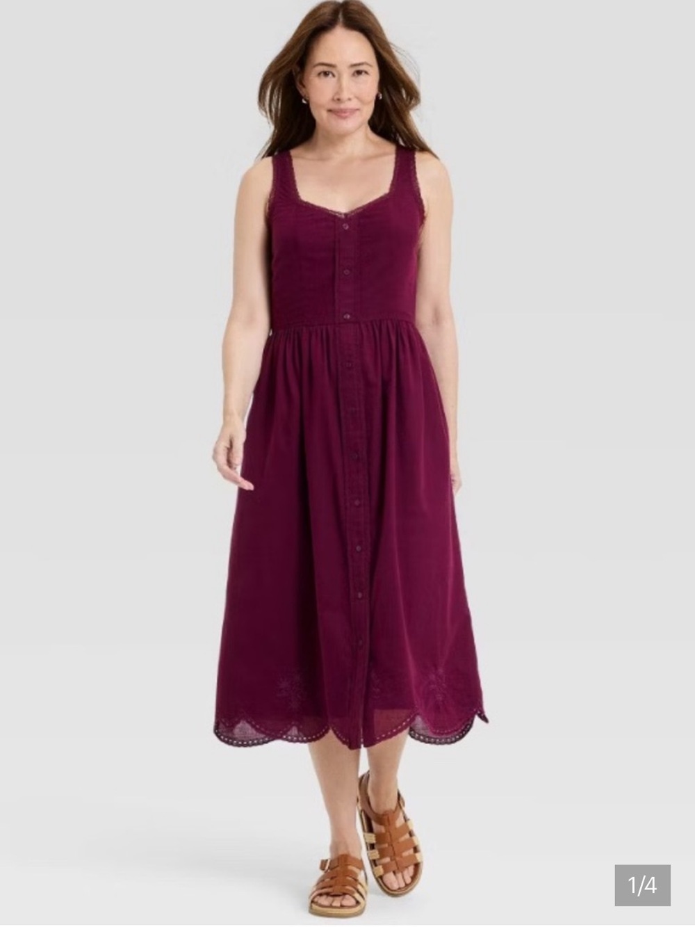 Universal Thread Women’s Sleeveless Button-Up Midi A Line Dress Berry Purple
